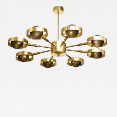 Large Round Brass Chandelier with Bronze Smoked Murano Glass Globes Italy 2025 - 4287916