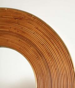 Large Round Reed and Brass Mirror Italy 1970s - 1260296