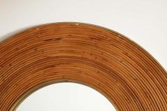 Large Round Reed and Brass Mirror Italy 1970s - 1260303