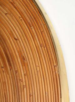 Large Round Reed and Brass Mirror Italy 1970s - 1260310