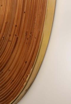 Large Round Reed and Brass Mirror Italy 1970s - 1260311