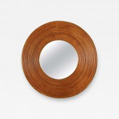 Large Round Reed and Brass Mirror Italy 1970s - 1262669