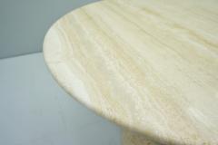 Large Round Travertine Dining Table Italy 1970s - 1818530