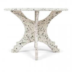 Large Round Vintage Blue and White Terrazzo Table - 3233549