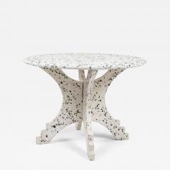 Large Round Vintage Blue and White Terrazzo Table - 3236269