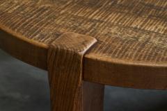 Large Round Wabi Sabi Style Coffee Table in Solid Oak 1960s - 4677463