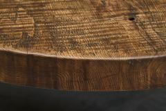 Large Round Wabi Sabi Style Coffee Table in Solid Oak 1960s - 4677496