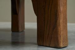 Large Round Wabi Sabi Style Coffee Table in Solid Oak 1960s - 4677512