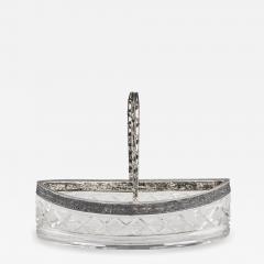Large Russian Silver Mounted Crystal Bonbonniere In The Form Of A Boat  - 4792183