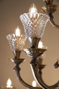 Large Rustic Brass and Glass 28 Arm Chandelier 1980s - 4499110