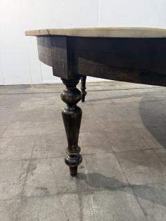 Large Rustic Round Pine Dining Table with Ebonized Turned Legs - 4763197