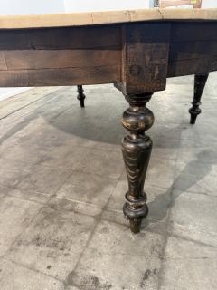 Large Rustic Round Pine Dining Table with Ebonized Turned Legs - 4763199