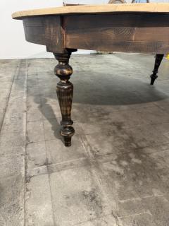 Large Rustic Round Pine Dining Table with Ebonized Turned Legs - 4763200