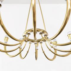 Large SCANDINAVIAN MODERN 12 ARM Polished BRASS CHANDELIER - 2121768