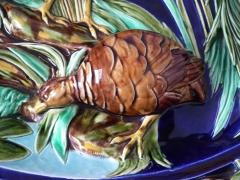 Large Sarreguemines Majolica Partridges Wall Plaque - 1766233