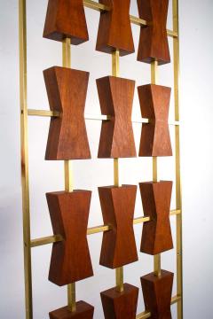 Large Scale 1960s Custom Walnut and Gold Anodized Aluminum Architectural Screen - 1433695