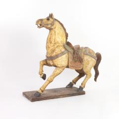 Large Scale Carved Polychromed Prancing Horse With Saddle Chinese Circa 1900  - 2177714