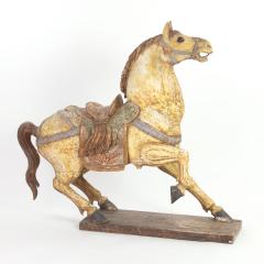Large Scale Carved Polychromed Prancing Horse With Saddle Chinese Circa 1900  - 2177715