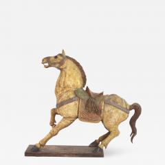 Large Scale Carved Polychromed Prancing Horse With Saddle Chinese Circa 1900  - 2179732