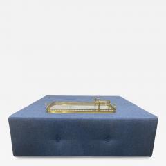 Large Scale Custom Designed Tufted Ottoman with Brass Serving Tray - 1853831