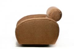 Large Scale Directional Post Modern Swivel Chairs Ottoman in Mocha Fabric - 3464943