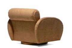 Large Scale Directional Post Modern Swivel Chairs Ottoman in Mocha Fabric - 3464945