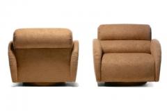 Large Scale Directional Post Modern Swivel Chairs Ottoman in Mocha Fabric - 3465028