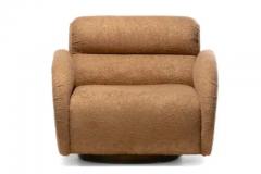 Large Scale Directional Post Modern Swivel Chairs Ottoman in Mocha Fabric - 3465030