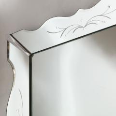 Large Scale Hollywood Regency Etched Scalloped Shadowbox Venetian Mirror - 1733119