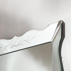 Large Scale Hollywood Regency Etched Scalloped Shadowbox Venetian Mirror - 1733120