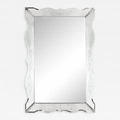 Large Scale Hollywood Regency Etched Scalloped Shadowbox Venetian Mirror - 1734213