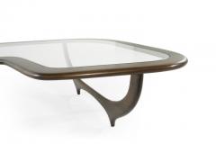 Large Scale Sculptural Walnut Coffee Table Italy 1950s - 1056312