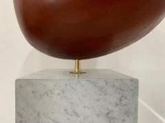 Large Scale Teak Apple Sculpture on Carrara Marble Pedestal - 1137226