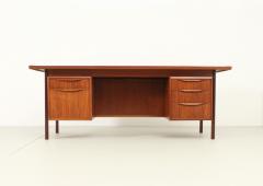 Large Scandinavian Executive Desk with Seagrass Doors 1950s - 2857132