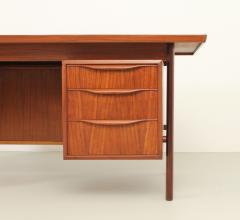 Large Scandinavian Executive Desk with Seagrass Doors 1950s - 2857135