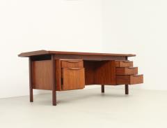 Large Scandinavian Executive Desk with Seagrass Doors 1950s - 2857143