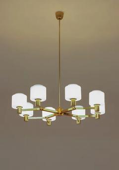 Large Scandinavian Midcentury Chandeliers in Brass and Glass - 2206818