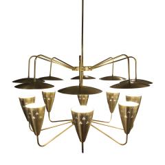 Large Sculptural 8 Arm Brass Chandelier 1950s - 602225