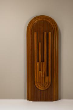 Large Sculptural Brutalist Wall Panel in Teak and Pine Italy 1970s - 3454566