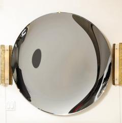 Large Sculptural Round Concave Black Silver Mirror or Wall Art Italy 47 Diam  - 3131104