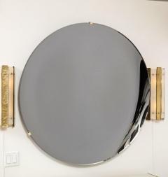 Large Sculptural Round Concave Black Silver Mirror or Wall Art Italy 47 Diam  - 3131112