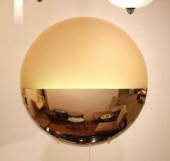 Large Sculptural Round Convex Rose Gold Lighted Mirror or Wall Art Italy - 3257343