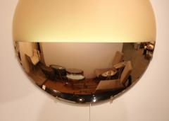 Large Sculptural Round Convex Rose Gold Lighted Mirror or Wall Art Italy - 3257357