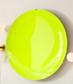 Large Sculptural Round Neon Yellow Concave Glass Disc Wall Sculpture Italy 2022 - 2642353