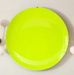 Large Sculptural Round Neon Yellow Concave Glass Disc Wall Sculpture Italy 2022 - 2642355