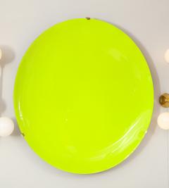 Large Sculptural Round Neon Yellow Concave Glass Disc Wall Sculpture Italy 2022 - 2642356