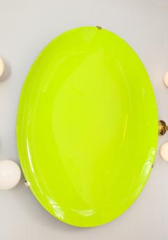 Large Sculptural Round Neon Yellow Concave Glass Disc Wall Sculpture Italy 2022 - 2642367
