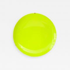 Large Sculptural Round Neon Yellow Concave Glass Disc Wall Sculpture Italy 2022 - 2649503