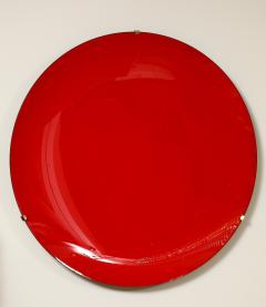 Large Sculptural Round Red Concave Glass Disc Wall Sculpture Italy - 3802552