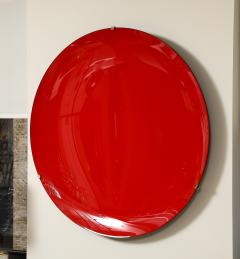 Large Sculptural Round Red Concave Glass Disc Wall Sculpture Italy - 3802562